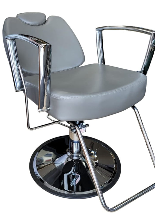 Grey Recliner Styling Chair with Chrome Arms, Diva Recliner Styling Chairs Grey 2107AR